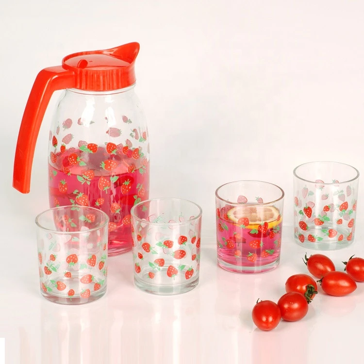 glass drinkware set cold water bottle and cup
