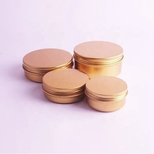 Golden Cosmetic Lip Balm Eye Shadow Metal Tins Empty Container Aluminum Jars