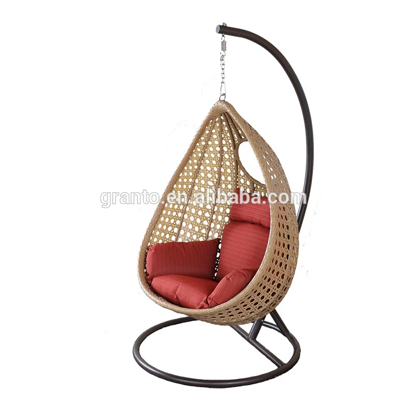 Good price outdoor and indoor handmade furniture flat rattan swing hanging chair