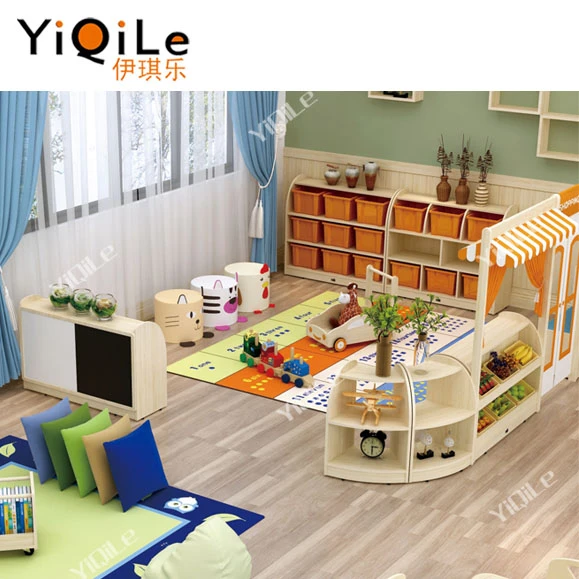 good quality children toys storage cabinets modern kids wooden cabinet colorful Used daycare furniture