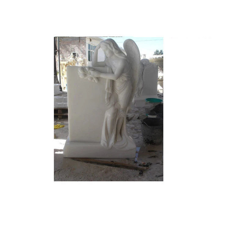 Good quality polished white marble angel Tombstone and monument