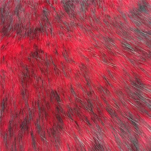 Gorgeous Red with Black Tip-dyed High Pile Hair Jacquard Imitation Faux Fur Fabric for Women Coat Collar