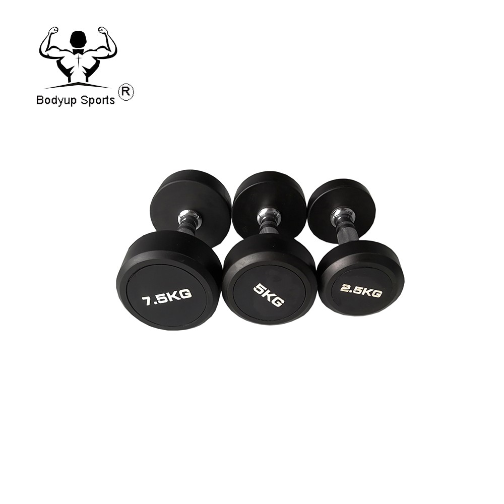 Gym Fixed Weightlifting Strength Training Round Rubber Coated Dumbbell