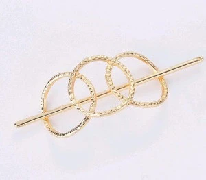 H36-143 women simple three round hair forks gold and silver accessories hair