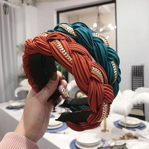 Hair Accessories Solid Color Pleated Chain Twist Braids Headband