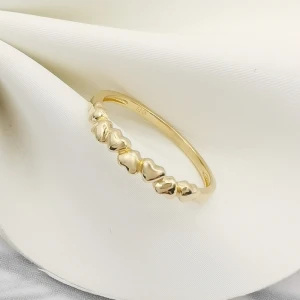 Hand Craft 14K Solid Yellow Gold Wedding Ring Heart Band Rings Custom Women Engagement 14K Gold Jewelry Ring