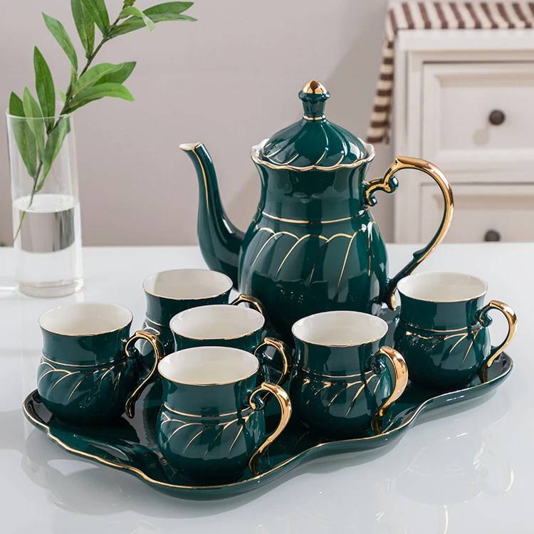 Hand Painted Gold Nordic Ceramic Tea set Household Tea cups Set