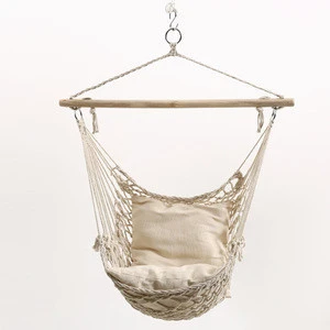 Hanging chair mesh Nordic handmade cotton rope weave swing outdoor square hanging basket