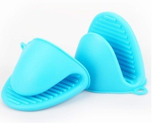 Heat Resistant Silicone Oven Mitts High Quality Blue Color Oven Mitts FDA Food Grade Rubber Gloves Reusable Oven Mittens