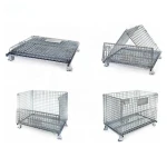Heavy-Duty Folding Mesh Wire Cage Steel Wire Mesh Pallet Container for Cargo Turnover Metal Storage Container