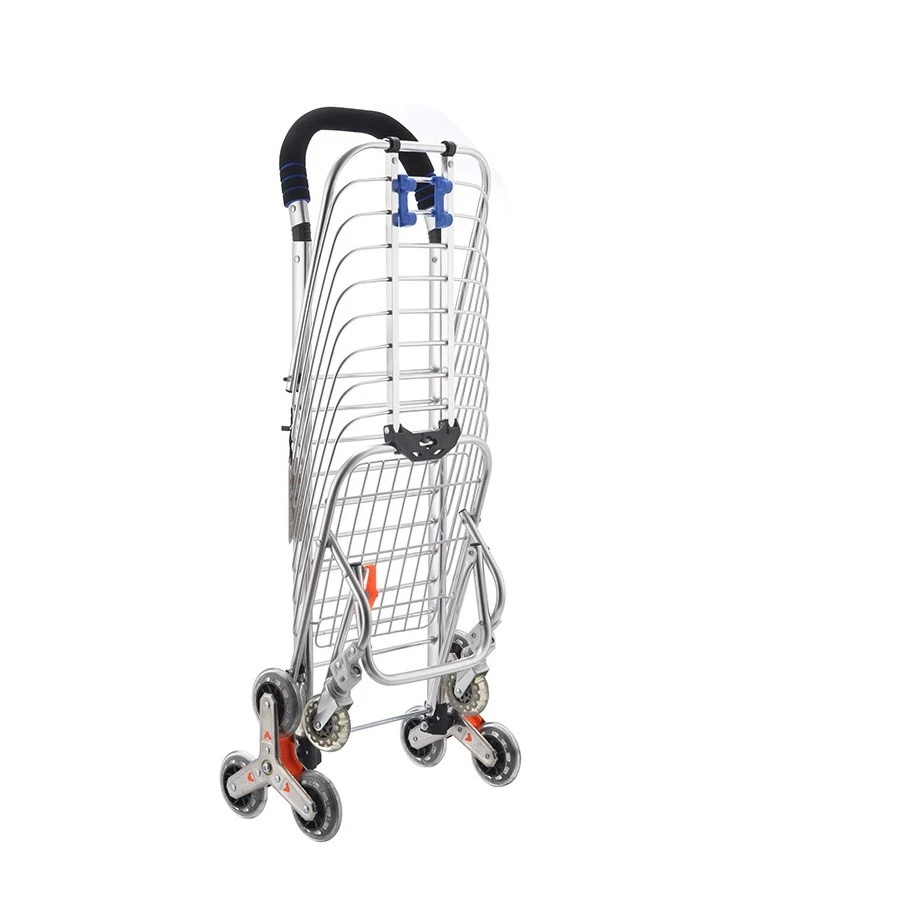 Heavy Duty Portable Stair Climbing Utility Shopping Trolley Cart with Swivel Wheel Aluminum Alloy Folding Cart For Home Kitchen
