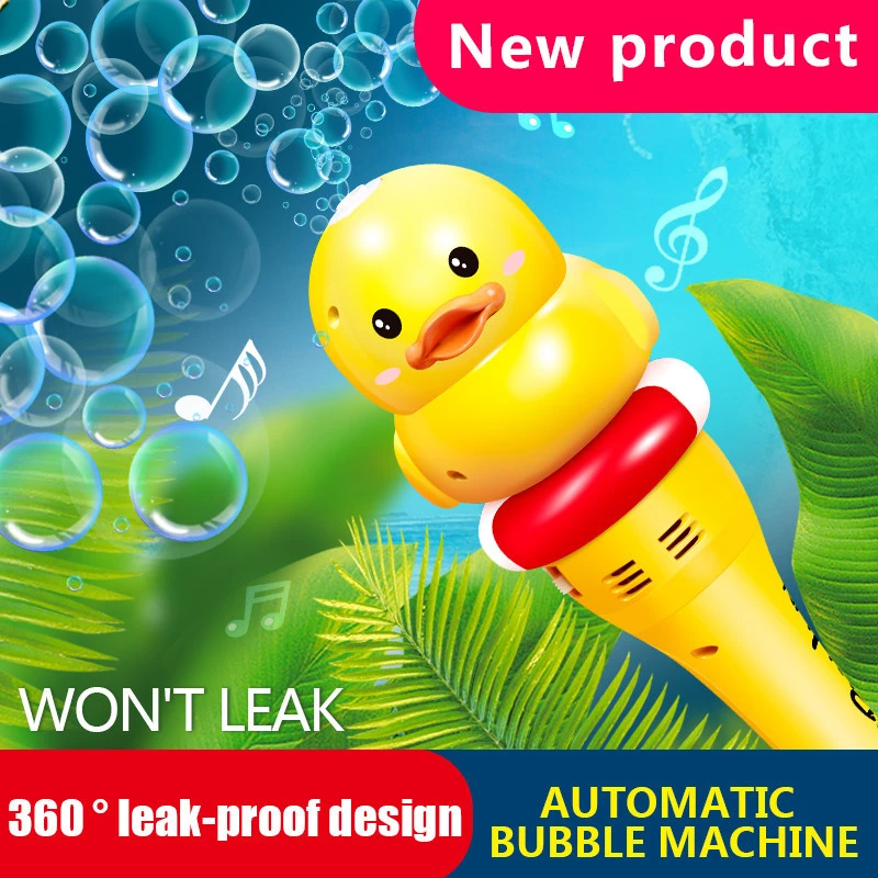 Hello Duck one-button automatic bubble generating bubble machine toy with music and light