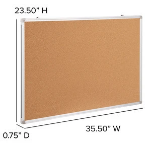 HERCULES Series 35.5&quot;W x 23.5&quot;H Natural Cork Board with Aluminum Frame
