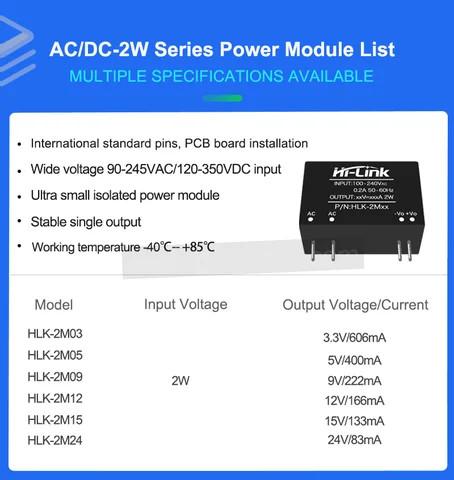 Buy Hi-link Ac Dc Low Ripple Power Module 220v To 15v 2w Smart Home ...