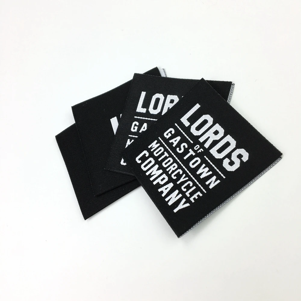 High-density factory direct center fold custom made clothing woven labels neck tags