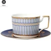 High-end English afternoon tea cup and saucer with gold trim and handle