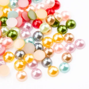 High Light Colorful AB Smooth Faceted Semi-circle Round Half Loose Pearls for DIY Decoration Making
