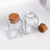 high quality 4oz small square spice glass jar with cork lid wood stopper bottle