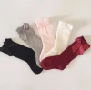 High Quality Baby Knitted Socks Solid Color Bowknot Knee High Baby Socks For Kids Toddlers Infant