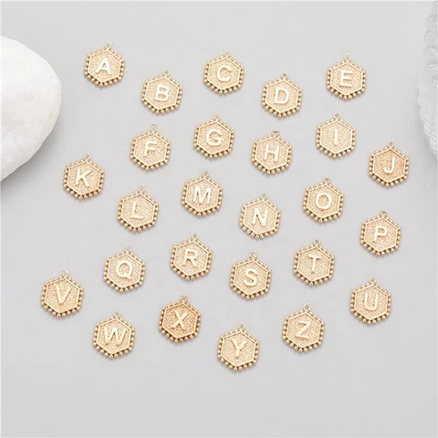 High Quality Charm Dainty 26 Letters 14K Gold Plated Alphabet Brass Pendants Necklace