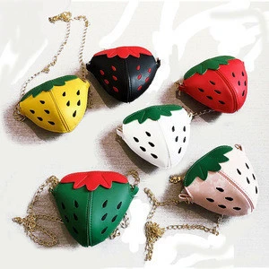 High quality cheap price custom cute strawberry shape children&#39;s bag coin purse kids shoulder bag messenger bag