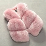 High Quality Custom Kids Clothes Girls Children Coats Light Pink Gilet Faux Fox Fur Coat
