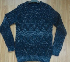 high quality Deep navy and blue jacquard men&#039;s shrug sweater/jumper knitwear(BKNM1440)