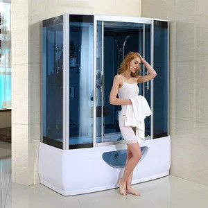 High quality Frame Tempered Glass Rectangle Sliding Computer controlled Steam Shower room