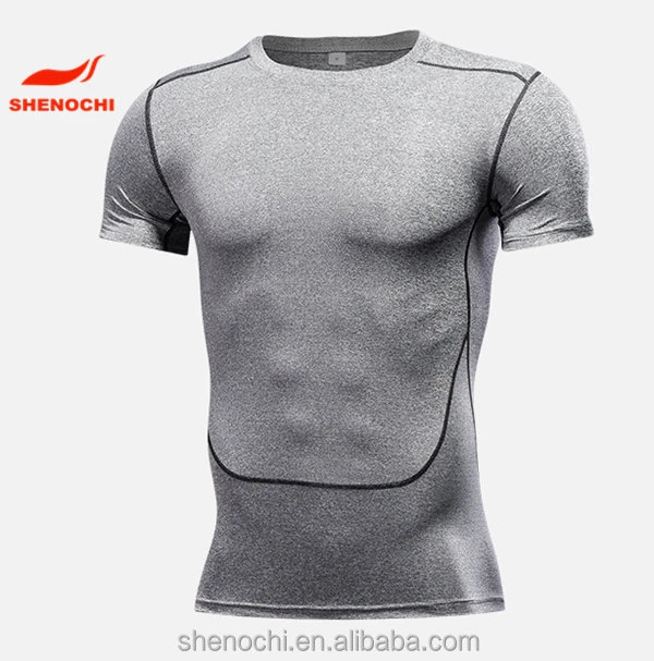 High quality lycra gym tshirts men wholesale compression shirts