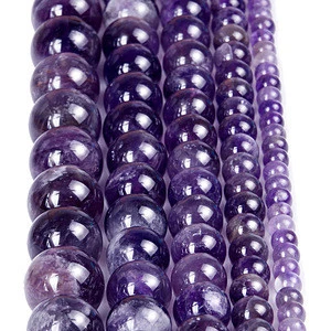 High quality Purple Color Amethyst Beads DIY Loose Natural Stone Beads for Jewelry Making 4-12mm size