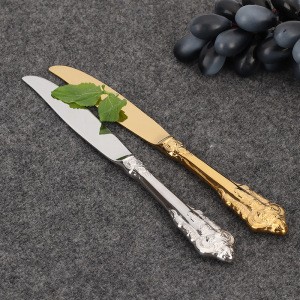 high quality royal metal flatware set  gold stainless steel cutlery with hollow handle