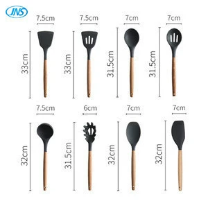 High Quality Silicone Wooden Kitchenware Cooking Tools Set Silicone Kitchen Utensil Sets