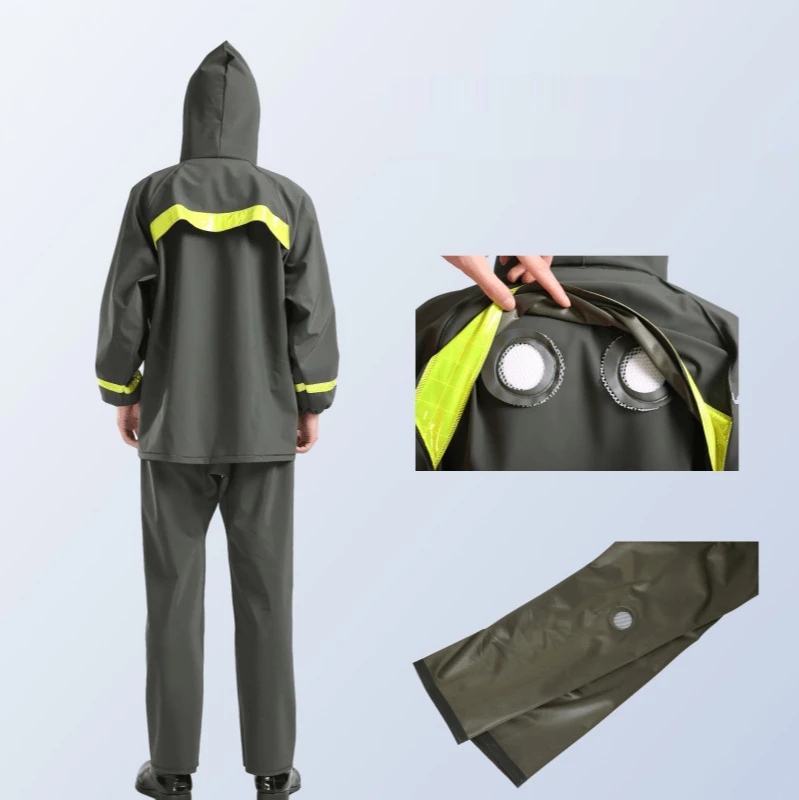 High quality wholesale outdoor labor protection reflective pvc  raincoat pants and jacket formotorcycle