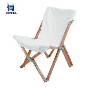 HOMFUL Beech Chair Easy Foldable Outdoor Camping Folding Wood Chair White