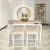 Import HOOSENG Modern  5-Piece Living Room Dinning Table set marble and 4 Chairs  with Wooden Table top Metal Legs for Fam from China