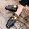 Hot Sale Men Flat Black Golden Formal Shoe PU Leather Casual Men Shoes For Man Dress Shoes 2024 New Zapatos Hombre