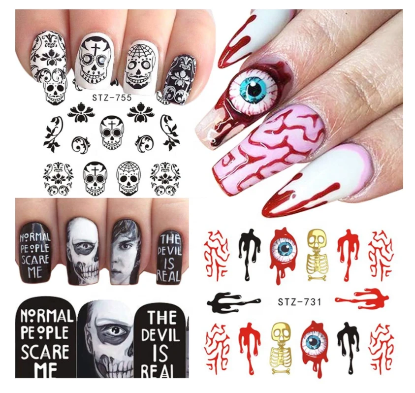 Hot sale Nail Stickers Nail Art Gem Accessories for Halloween Party Supply Fingernails Toenails Decoration