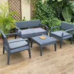 Hot Sales Coffee Shop Sofa Corner Furniture Bistro Set Plastic Balcony Furniture Sofa Set