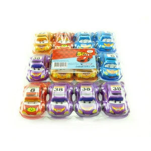 Hot selling transparent plastic box packing cartoon car chocolate for kids
