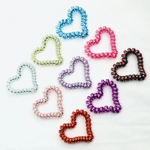 Hotsales Good Quality Heart style  TPU Transparent Telephone Wire Hair Holder Accessories For Women