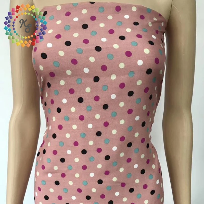 In Stock Easy Match Colorful Polka Dots Printed Viscose Fabric