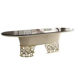 Italian villa furniture marble dining table set