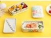 Japanese Style 2 Layers Bamboo Fiber Bento Tiffin Lunch Box with Chopsticks Food Container Dinnerware Set for Camping Travel