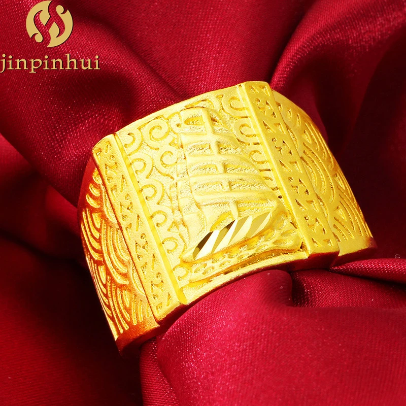 Jinpinhui jewelry brass 24K gold plated ring sailboat men ring manufacturers direct sale popular style