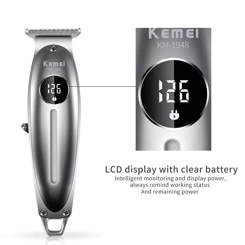 kemei electric hair clipper KM-1948hair clipper fast charging Metal shell salon professional trimmer with LCD