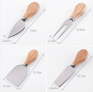 kitchen gadgets cheese knife spatula shovel fork 4-piece set with wooden handle
