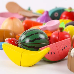 Kitchen Wooden Magetic  Cutting Fruit Play Toy