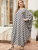 Import Large Size Loose Plaid Printed Round Neck LongSleeve Robe Long Sleeve  Muslim Women Dress from China