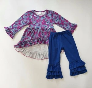 Latest design fall wholesale children clothes giggle moon remake girls clothing sets