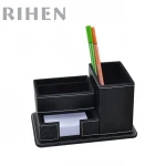 Leather Pen Holder Desktop Stationery Organizer Storage Box